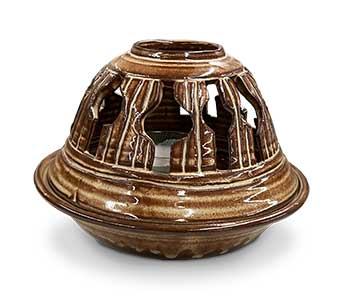 Dukeman Stoneware "Brown Carved Lantern w/Candle" at Cafe Royal